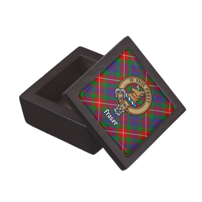 Clan Fraser of Lovat Crest over Tartan Gift Box (Opened)