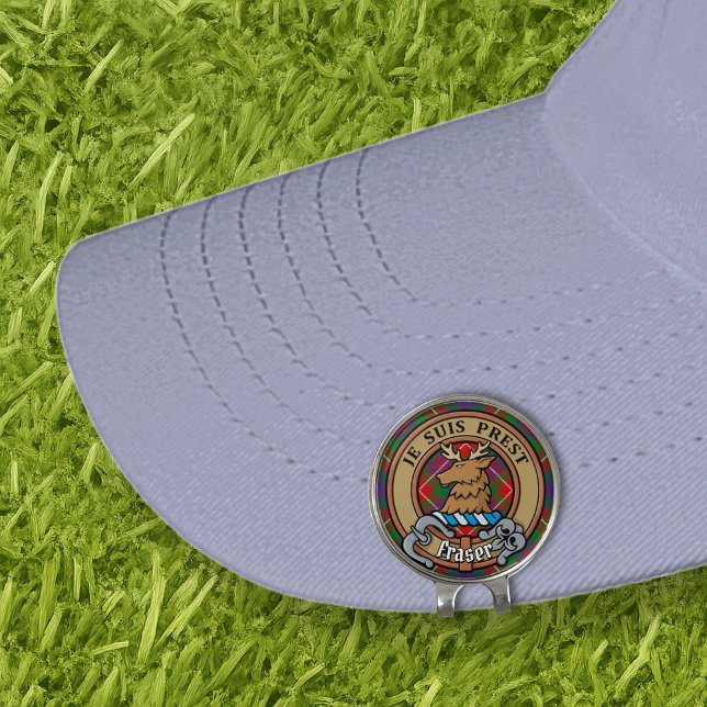 Clan Fraser of Lovat Crest over Tartan Golf Hat Clip (Creator Uploaded)