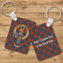 Clan Fraser of Lovat Crest over Tartan Keychain