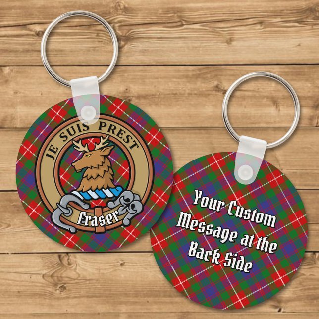 Clan Fraser of Lovat Crest over Tartan Keychain (Creator Uploaded)