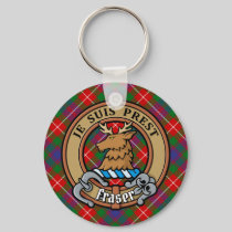 Clan Fraser of Lovat Crest over Tartan Keychain