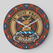 Clan Fraser of Lovat Crest over Tartan Large Clock