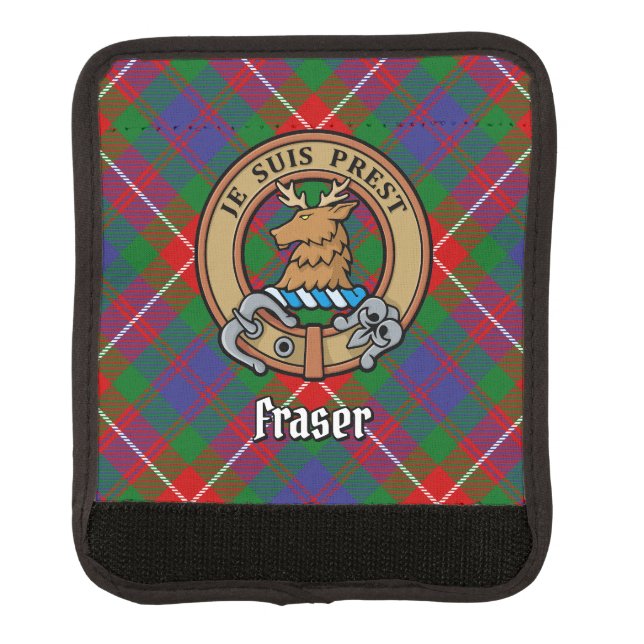 Clan Fraser of Lovat Crest over Tartan Luggage Handle Wrap (Front)