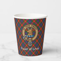 Clan Fraser of Lovat Crest over Tartan Paper Cups