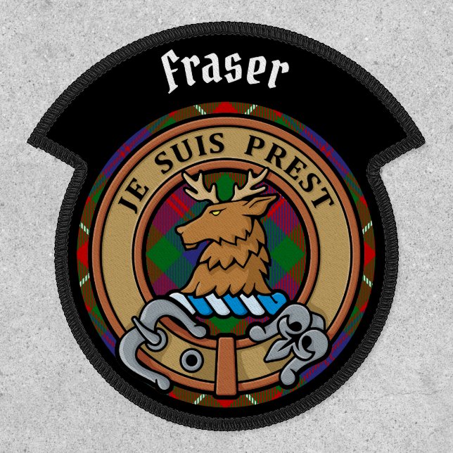 Clan Fraser of Lovat Crest over Tartan Patch (Front)