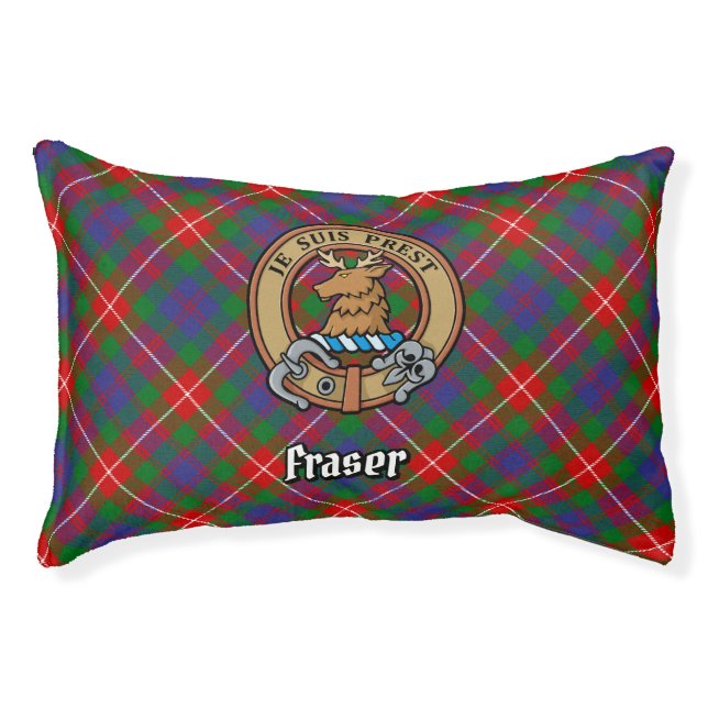 Clan Fraser of Lovat Crest over Tartan Pet Bed (Front)