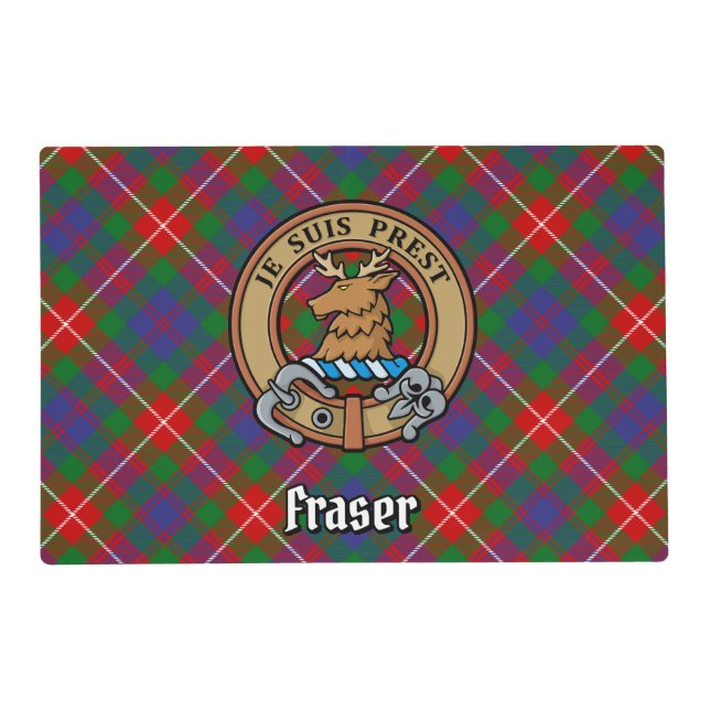 Clan Fraser of Lovat Crest over Tartan Placemat (Front)