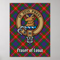 Clan Fraser of Lovat Crest over Tartan Poster