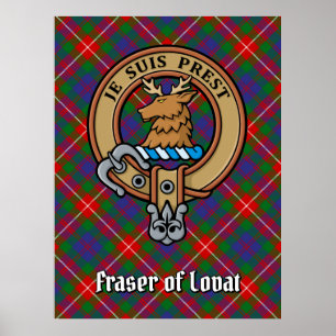 Clan Fraser of Lovat Crest over Tartan Poster
