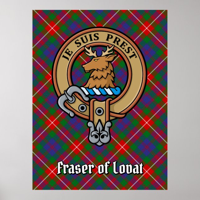 Clan Fraser of Lovat Crest over Tartan Poster (Front)