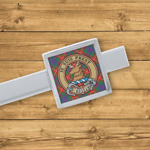 Clan Fraser of Lovat Crest over Tartan Silver Finish Tie Bar