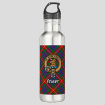 Clan Fraser of Lovat Crest over Tartan Stainless Steel Water Bottle