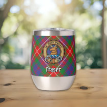 Clan Fraser of Lovat Crest over Tartan Thermal Wine Tumbler
