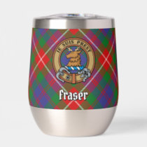 Clan Fraser of Lovat Crest over Tartan Thermal Wine Tumbler