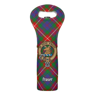 Clan Fraser of Lovat Crest over Tartan Wine Bag
