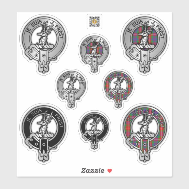 Clan Fraser of Lovat Crest & Tartan Sticker (Sheet)