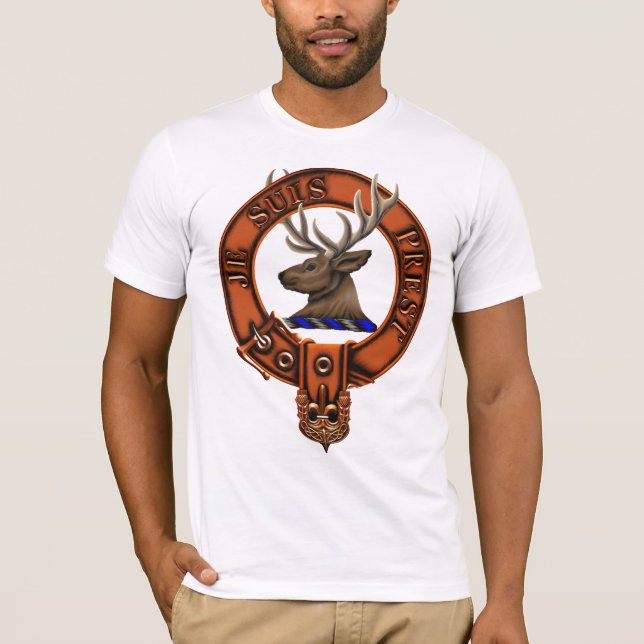 Clan Fraser of Lovat Family Crest and Targe T-Shirt (Front)
