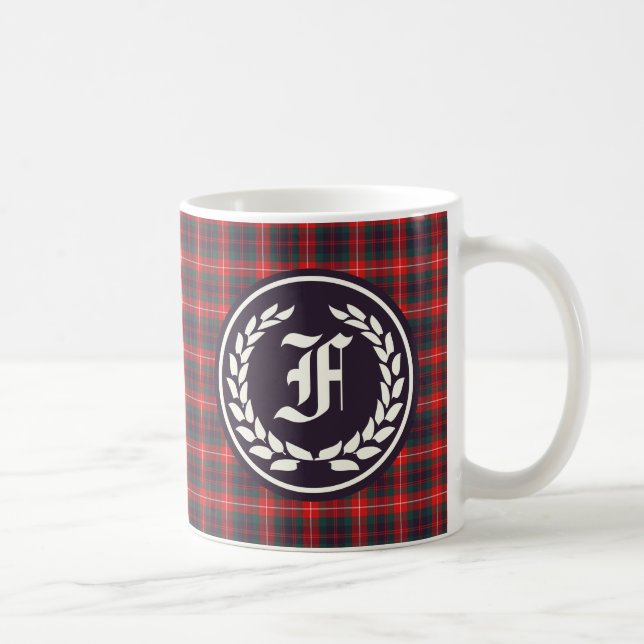 Clan Fraser of Lovat Modern Tartan Monogram Coffee Mug (Right)