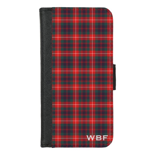 Clan Fraser of Lovat Modern Tartan Monogram iPhone Wallet Case (Front)