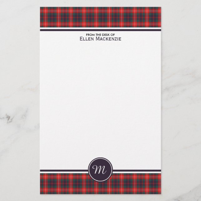 Clan Fraser of Lovat Modern Tartan Monogram Stationery (Front)