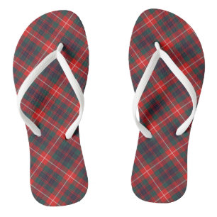 Clan Fraser of Lovat Tartan Red and Blue Plaid Flip Flops
