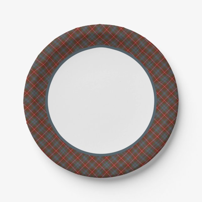Clan Fraser of Lovat Weathered Tartan Border Paper Plates (Front)