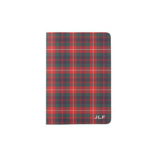 Clan Fraser Red and Navy Blue Tartan Monogram Passport Holder