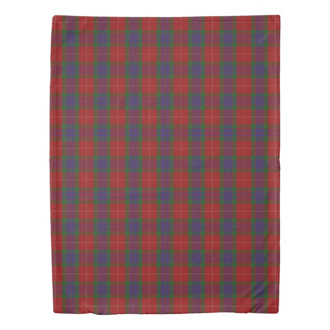 Clan Fraser Scottish Accents Red Blue Green Tartan Duvet Cover (Front)
