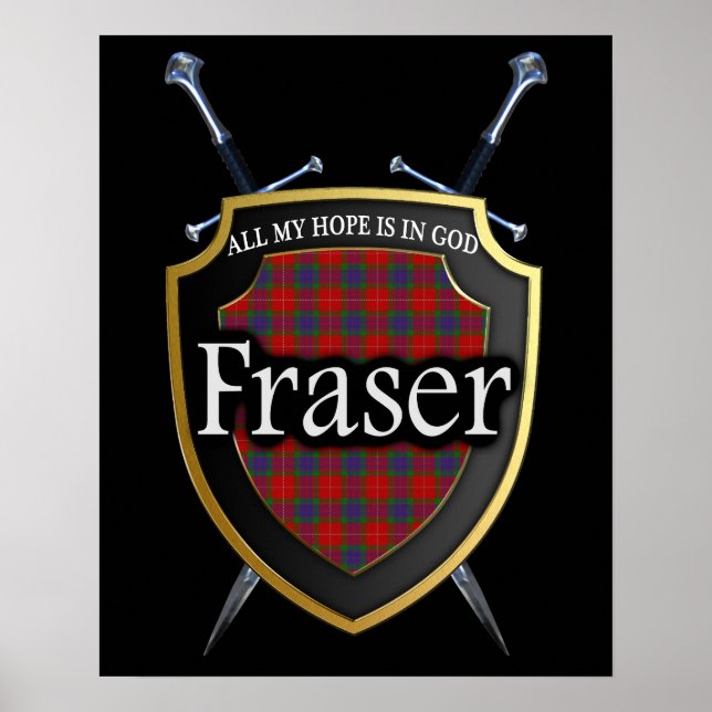 Clan Fraser Scottish Shield & Swords Poster (Front)