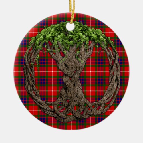 Clan Fraser Tartan And Celtic Tree Of Life Ceramic Ornament