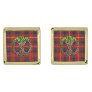 Clan Fraser Tartan And Celtic Tree Of Life Cufflinks