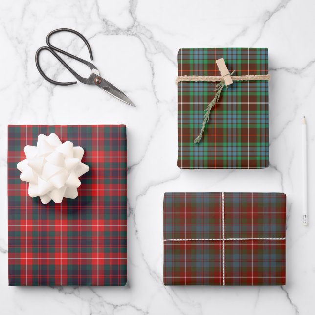 Clan Fraser Tartan Variations Wrapping Paper Sheets (Front)