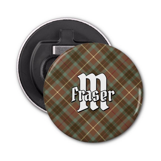Clan Fraser Weathered Hunting Tartan Bottle Opener (Front)