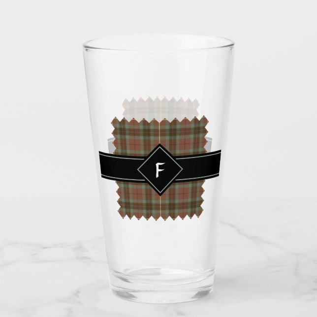 Clan Fraser Weathered Hunting Tartan Glass (Front)
