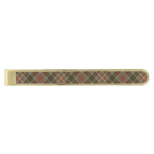 Clan Fraser Weathered Hunting Tartan Gold Finish Tie Bar