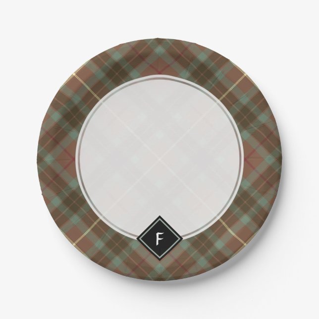 Clan Fraser Weathered Hunting Tartan Paper Plates (Front)