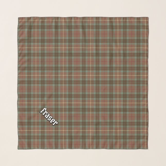 Clan Fraser Weathered Hunting Tartan Scarf (Front (Horizontal))