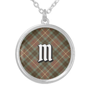 Clan Fraser Weathered Hunting Tartan Silver Plated Necklace