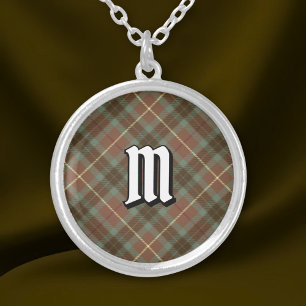 Clan Fraser Weathered Hunting Tartan Silver Plated Necklace