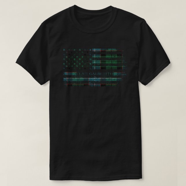 Clan Galbraith Scottish tartan US flag kilt Scotla T-Shirt (Design Front)