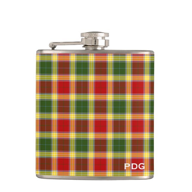 Clan Gibbs Tartan Monogram Flask (Front)