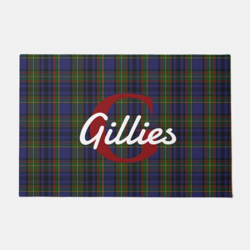 Clan Gillies Plaid Monogrammed Doormat