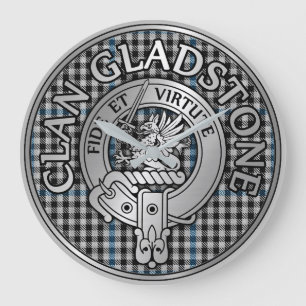 Clan Gladstone Crest & Tartan Large Clock