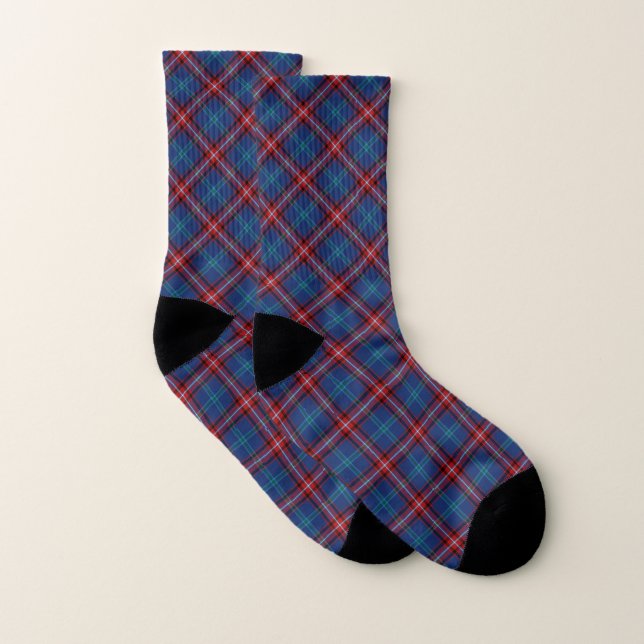 Clan Glenn - Glynn Tartan Blue Plaid Pattern Socks (Pair)