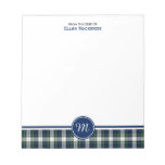 Clan Gordon Blue And White Dress Tartan Monogram Notepad at Zazzle
