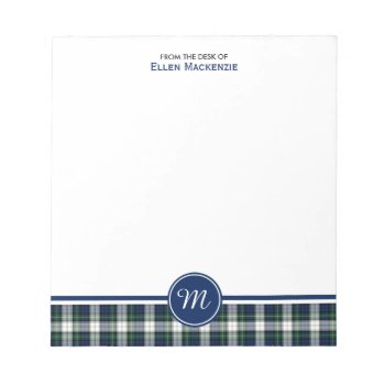 Clan Gordon Blue And White Dress Tartan Monogram Notepad by plaidwerx at Zazzle