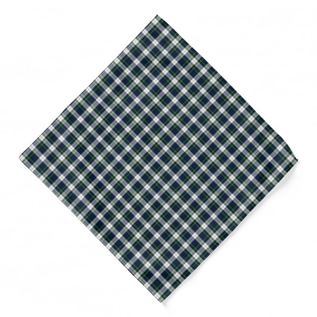 Clan Gordon Blue, Green and White Dress Tartan Bandana (Front)