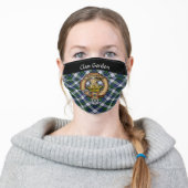 Clan Gordon Crest over Dress Tartan Adult Cloth Face Mask (Worn)