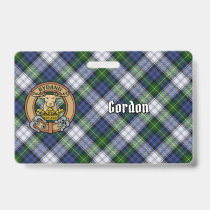Clan Gordon Crest over Dress Tartan Badge