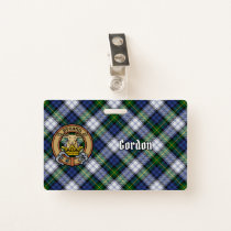 Clan Gordon Crest over Dress Tartan Badge